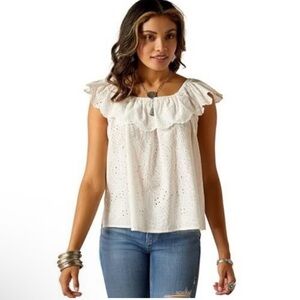 Ariat Women’s Ruffle Eyelet Top XL